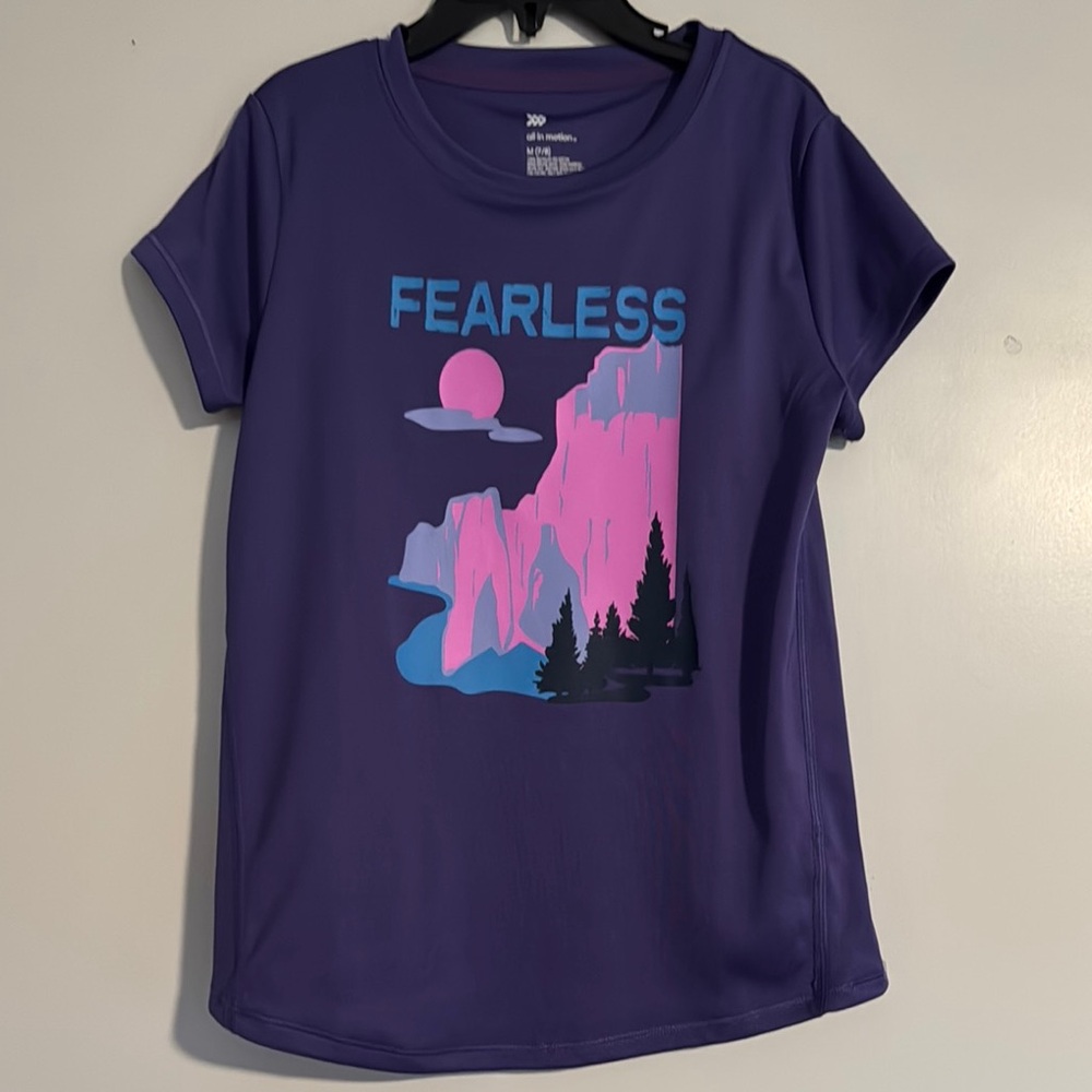 Girls Purple Graphic Tee with Fearless Print